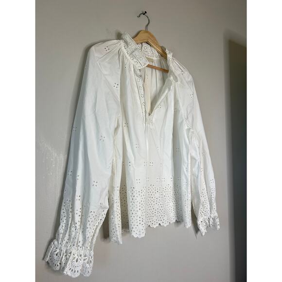 NWT Ulla Johnson Alora Longsleeve Eyelet Embroidered Blouse Top White Size: 10 - Picture 3 of 8